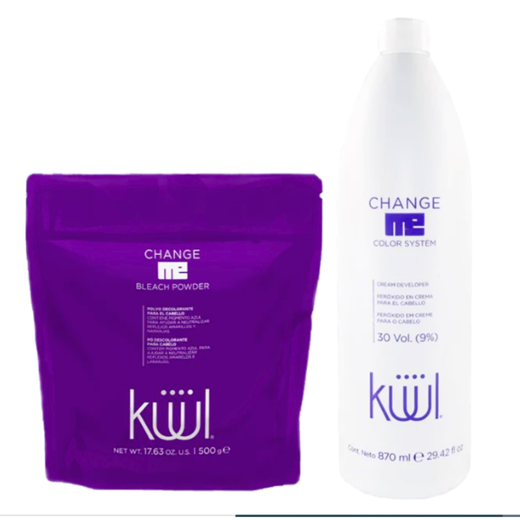 JUEGO DECOLORANTE 500G +PEROXIDO 30VOL 870ML KUUL (7501438300524)