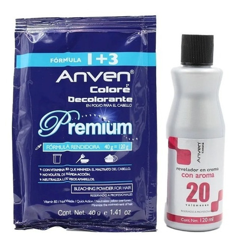 KIT DECOLORANTE PREMIUM 50G+PEROX 30VOL CHICO ANVEN