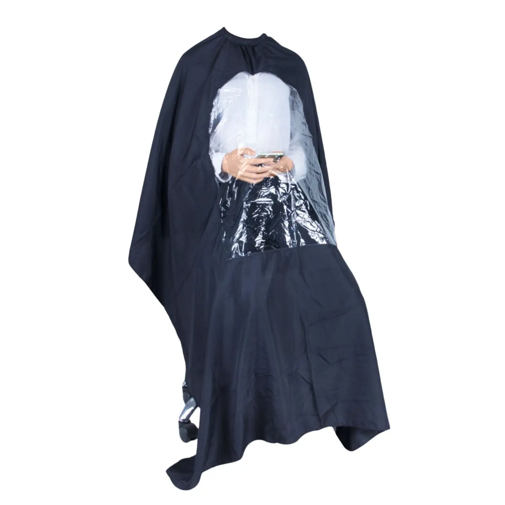 CAPA CORTE CABELLO C/VENTANA CEL POLIESTER/EVA,NGO,145X160CM 1275-POL-VENTANA CEL