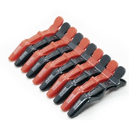 [7501955443650] PINZAS COCODRILO PARA CABELLO SPLASH NEGRO/ROJO #1474-00 PQT.